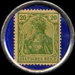 Timbre-monnaie Asta Liköre - Reiner Weinbrand - Elberfeld - 20 pfennig vert sur fond bleu - revers