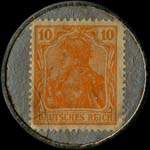 Timbre de 10 pfennig orange sur fond gris