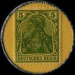 Timbre-monnaie Atlas Schuhkitt - 5 pfennig orange sur fond jaune - revers