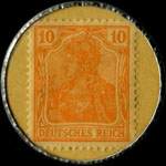 Timbre-monnaie Atlas Schuhkitt - 10 pfennig orange sur fond jaune - revers