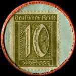 Timbre de 10 pfennig olive sur fond vert