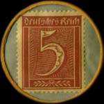 Timbre-monnaie Wilhelm Balzen à Duisburg Meiderich type 1 - 5 pfennig lie-de-vin sur fond vert - revers