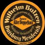 Timbre-monnaie Wilhelm Balzen à Duisburg Meiderich type 1 - 10 pfennig olive sur fond jaune - avers