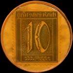 Timbre-monnaie Wilhelm Balzen à Duisburg Meiderich type 2 - 10 pfennig olive sur fond jaune - revers