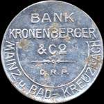 Timbre-monnaie Bank Kronenberger & Co � Mainz u. Bad-Kreuznach - 1 mark vert et violet sur fond marron - avers