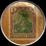 Timbre de 1 mark vert et violet sur fond marron