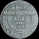 Timbre-monnaie Bank Kronenberger & Co � Mainz u. Bad-Kreuznach - 1 mark vert et violet sur fond vert - avers