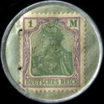 Timbre-monnaie Bank Kronenberger & Co à Mainz u. Bad-Kreuznach - 1 mark vert et violet sur fond vert - revers