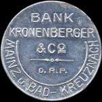 Timbre-monnaie Bank Kronenberger & Co à Mainz u. Bad-Kreuznach - 10 pfennig olive sur fond rose - avers