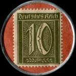 Timbre-monnaie Bank Kronenberger & Co à Mainz u. Bad-Kreuznach - 10 pfennig olive sur fond rouge - revers