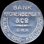 Timbre-monnaie Bank Kronenberger & Co � Mainz u. Bad-Kreuznach - 50 pfennig bicolore sur fond vert - avers