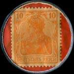 Timbre-monnaie Barmer-Ersatzkasse - Type Über ganz Deutschland verbreitet.. - 10 pfennig orange sur fond rouge - revers
