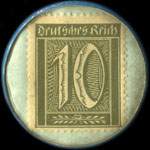 Timbre de 10 pfennig olive sur fond vert