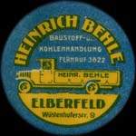 Timbre-monnaie Heinrich Behle à Elberfeld - 15 pfennig bleu-vert sur fond rose - avers