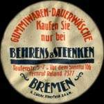 Timbre-monnaie Behrens & Steenken à Bremen - 15 pfennig vert sur fond vert - avers