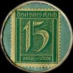 Timbre-monnaie Behrens & Steenken à Bremen - 15 pfennig vert sur fond vert - revers