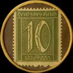 Timbre-monnaie Behrens & Steenken à Bremen - 10 pfennig olive sur fond brun - revers