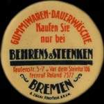 Timbre-monnaie Behrens & Steenken à Bremen - 15 pfennig vert sur fond rose - avers