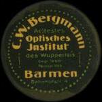 Timbre-monnaie C.W. Bergmann à Barmen - 10 pfennig olive sur fond grenat - avers