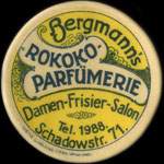 Timbre-monnaie Bergmann's Rokoko Parf�merie - 5 pfennig lie-de-vin sur fond rouge - avers