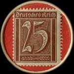 Timbre de 25 pfennig marron sur fond rouge