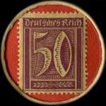 Timbre-monnaie Bergmann's Rokoko Parfümerie - 50 pfennig violet sur fond rouge - revers