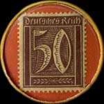 Timbre-monnaie Blaue Hand - 50 pfennig violet sur fond rouge - revers
