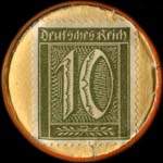 Timbre de 10 pfennig olive sur fond jaune