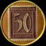 Timbre de 50 pfennig violet sur fond brun
