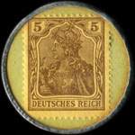 Timbre de 5 pfennig brun sur fond vert
