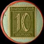 Timbre-monnaie Böllert Brauerei à Duisburg type 2 - 10 pfennig olive sur fond vert - revers