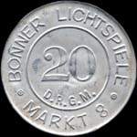 Timbre-monnaie Bonner lichtspiele - 20 pfennig vert sur fond rouge - avers