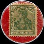 Timbre-monnaie Bonner lichtspiele - 20 pfennig vert sur fond rouge - revers