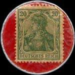 Timbre de 20 pfennig vert sur fond rouge