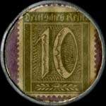 Timbre de 10 pfennig olive sur fond mauve