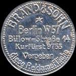 Timbre-monnaie Brand & Sohn à Berlin type 1 - 5 pfennig brun sur fond grenat - avers