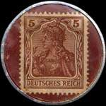 Timbre-monnaie Brand & Sohn à Berlin type 1 - 5 pfennig brun sur fond grenat - revers