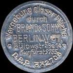 Timbre-monnaie Brand & Sohn à Berlin type 2 - 5 pfennig brun sur fond bleu-nuit - avers