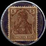 Timbre-monnaie Brand & Sohn à Berlin type 2 - 5 pfennig brun sur fond bleu-nuit - revers