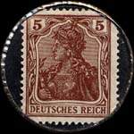 Timbre-monnaie Gebr.Brandel à Berlin - 5 pfennig brun sur fond bleu-nuit - revers