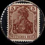 Timbre de 5 pfennig brun sur fond noir