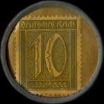 Timbre de 10 pfennig olive sur fond vert
