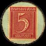 Timbre de 5 pfennig rouge sur fond vert