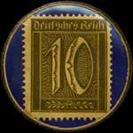 Timbre de 10 pfennig olive sur fond bleu