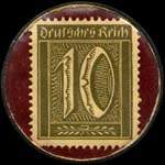 Timbre-monnaie Burgerl-Brauhaus à Duisburg type 1 - 10 pfennig olive sur fond bordeaux - revers