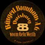 Timbre-monnaie Burgerl-Brauhaus � Duisburg type 1 - 10 pfennig olive sur fond jaune - avers
