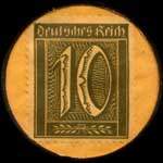 Timbre-monnaie Burgerl-Brauhaus à Duisburg type 1 - 10 pfennig olive sur fond jaune - revers