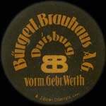 Timbre-monnaie Burgerl-Brauhaus � Duisburg type 2 - 10 pfennig olive sur fond vert - avers