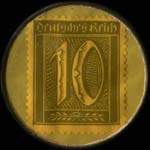 Timbre de 10 pfennig olive sur fond vert
