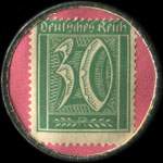 Timbre de 30 pfennig vert sur fond rose